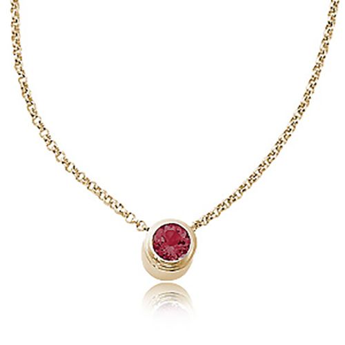 Round Rhodolite Pendant - 14K Yellow Gold - 80053RHTOP