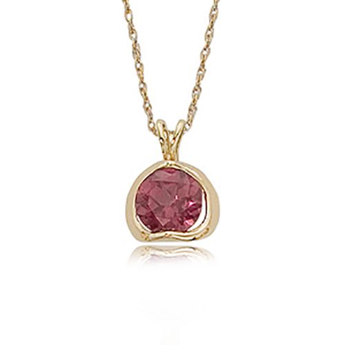 Round Rhodolite Pendant - 14K Yellow Gold - 80237RH