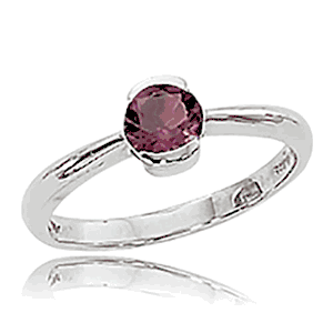 Round Ruby Ring - Sterling Silver Size 7 - 70337RU-SS