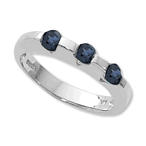 Round Sapphire Ring - Sterling Silver Size 7