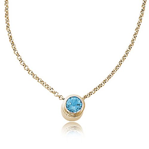 Round Swiss Blue Topaz Pendant - 14K Yellow Gold - 80053BTTOP
