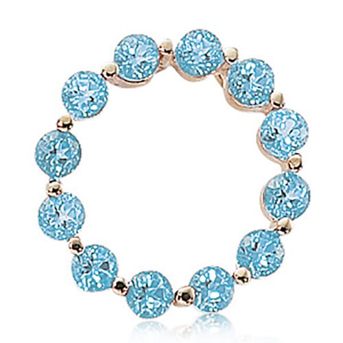 Round Swiss Blue Topaz Pendant - 14K Yellow Gold - 80310BT