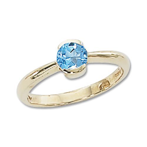 Round Swiss Blue Topaz Ring - 14K Yellow Gold Size 7 - 70337BT