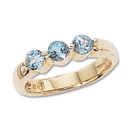 Round Swiss Blue Topaz Ring - 14K Yellow Gold Size 7 - 70677BT