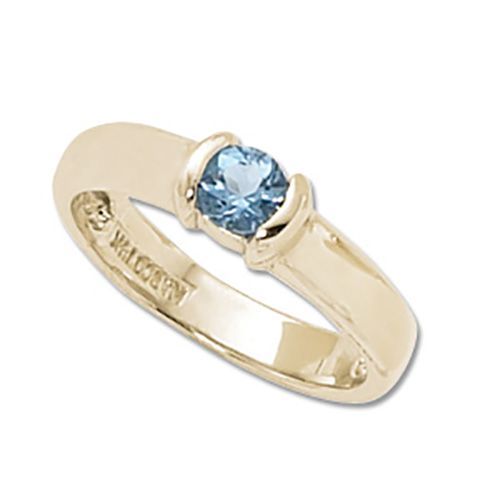 Round Swiss Blue Topaz Ring - 14K Yellow Gold Size 7 - 70176BT