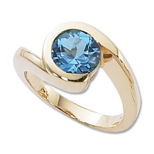 Round Swiss Blue Topaz Ring - 14K Yellow Gold Size 7 - 70420BT