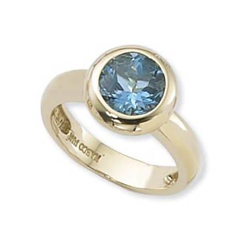 Round Swiss Blue Topaz Ring - 14K Yellow Gold Size 7 - 70732BT