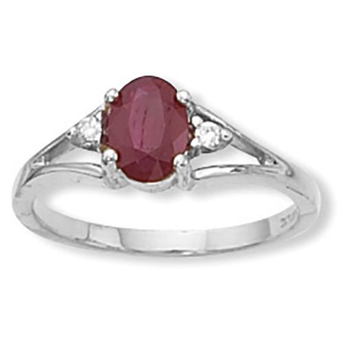 Ruby Ring - 14K White Gold Size 7