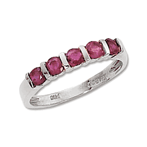 Ruby Semi Bezel Ring - 14K White Gold Size 7