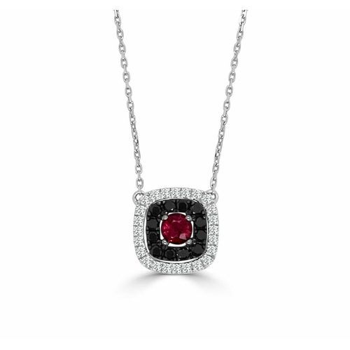 Ruby Semi Mount White & Black Diamond Pendant