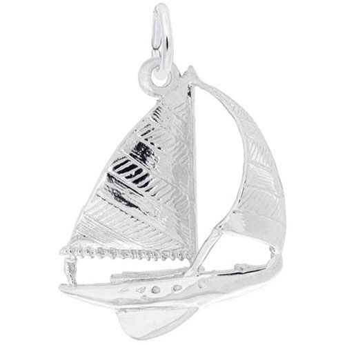 Sailboat Charm 14K While Gold - 10-1208-0-14KW