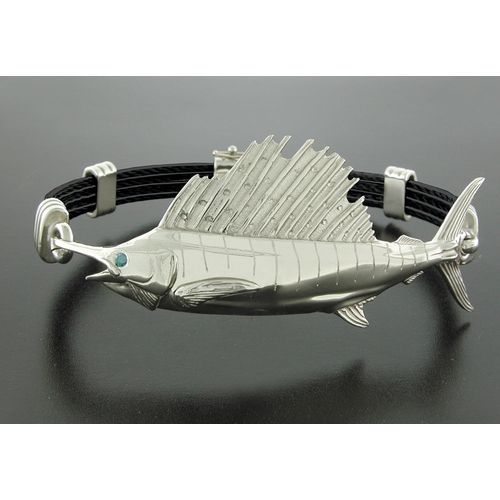 Sailfish Black Leather Bracelet - SB103