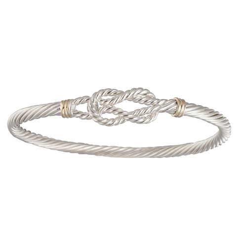 Sailors Knot Cable Hook Bracelet - Silver & 14K Gold 3.5mm 7.5 Inch