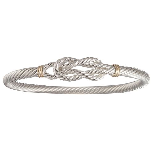 Sailors Knot Cable Hook Bracelet - Silver & 14K Gold 5mm 6.5 Inch