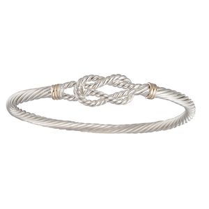 Sailors Knot Cable Hook Bracelet - Silver & 14K Gold 3.5mm 6.5 Inch