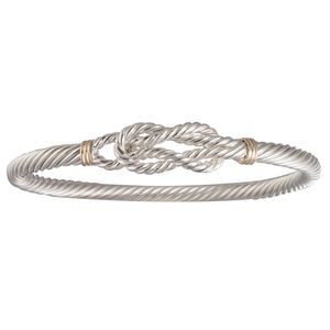 Sailors Knot Cable Hook Bracelet - Silver & 14K Gold 5mm 8 Inch