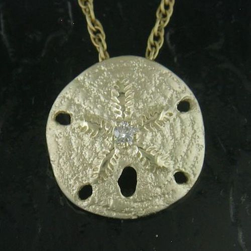 Sand Dollar Diamond Pendant - 14K Gold  - SD-SLP350