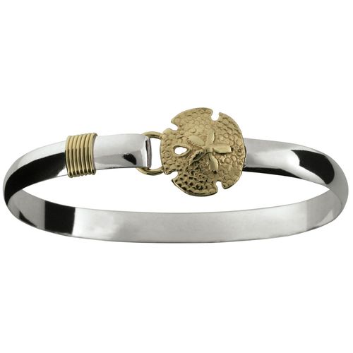 Sand Dollar Hook Bracelet - Sterling Silver & 14K Gold 6mm 8.5 Inch