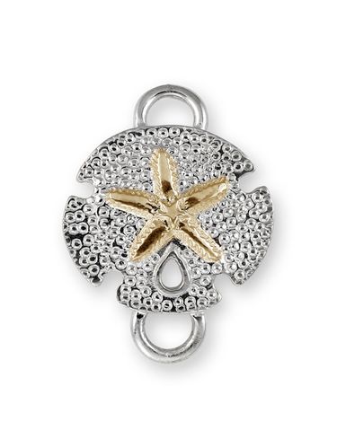Sand Dollar Non Polished Clasp Rhodium Plated Sterling Silver W/14ky Accent - TTCCSD1-R