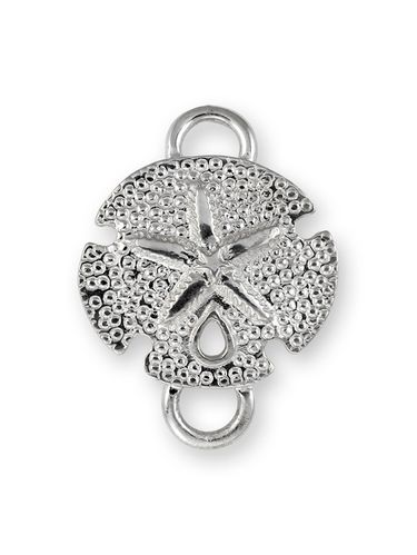 Sand Dollar Non Polished Clasp Sterling Silver Rhodium Plated - SCCSD1-R