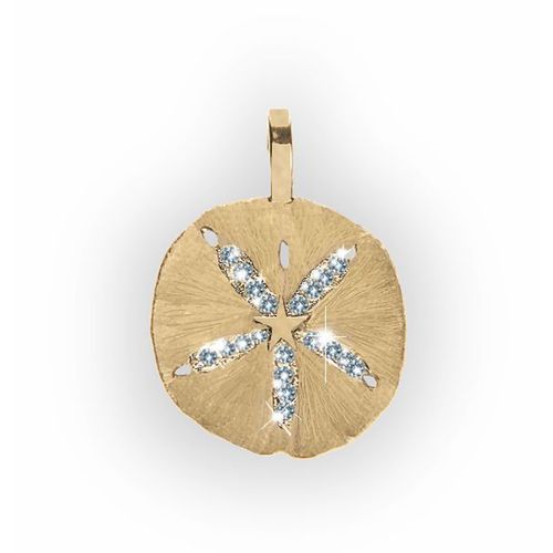 Sand Dollar Pave Pendant - 14K Yellow Gold