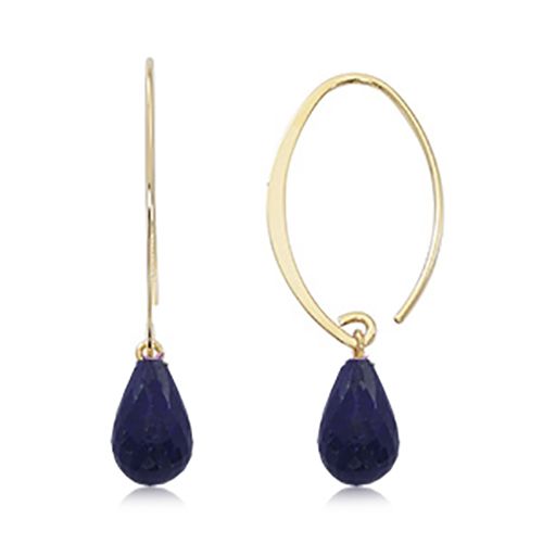 Sapphire Hoop Earrings - 14K Yellow Gold