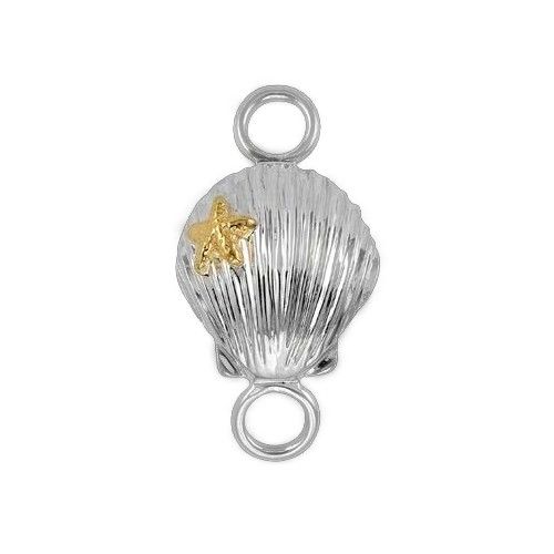 Scallop Clasp Rhodium  Plated Sterling Silver W/14ky Accent - TTCCSCAL-R