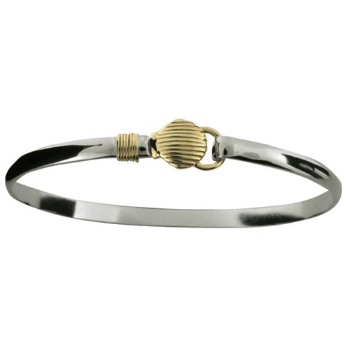 Scallop Hook Bracelet - Sterling Silver & 14K Yellow Gold 4mm 7.0 Inch