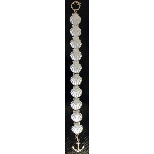 Scallop Shell Link Bracelet - Sterling Silver and 14K Gold  - SD-SGB317