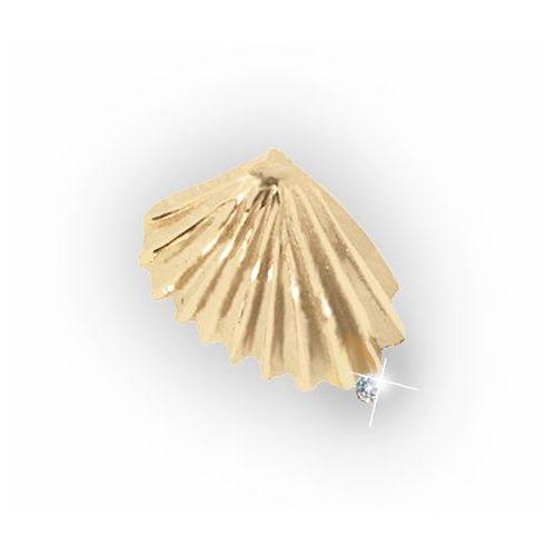 Scallop Shell with Diamond Pendant - 14K Yellow Gold