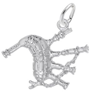 Scottish Bagpipe Charm - 14K White Gold - 10-1793-WG