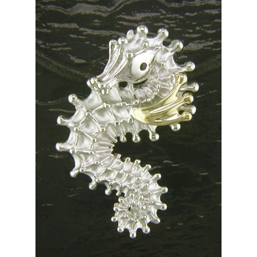 Sea Horse Necklace - Sterling Silver and 14K Gold  - SD-SGN610-18