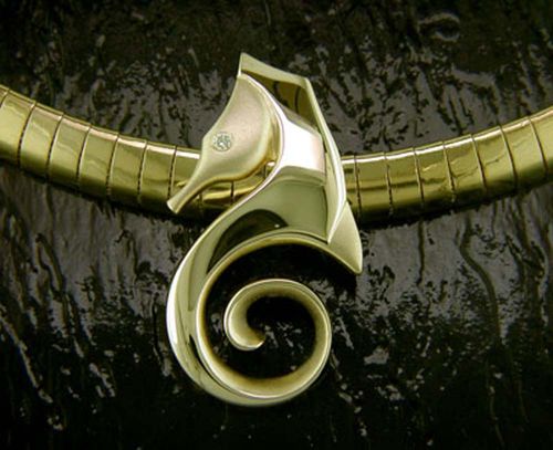Sea Horse Slide Classic with .03Ct   - 14K Gold  - SD-SLS065