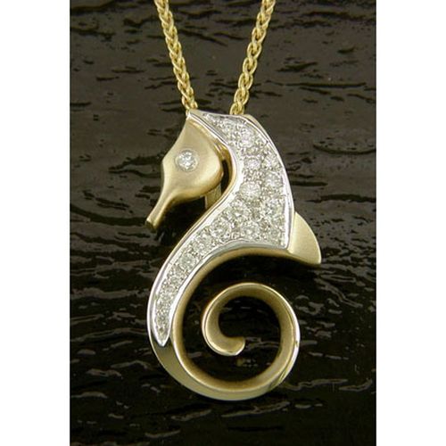 Sea Horse with Classic Style Pendant - 14K Gold  - SD-SLP066