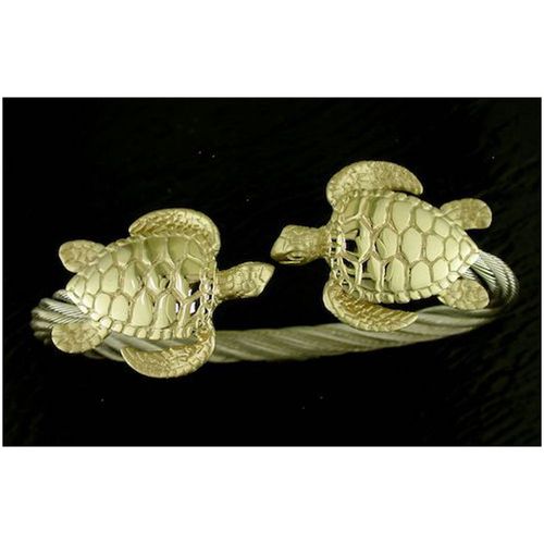 Sea Turtle Cuff Bracelet - 14K Gold 7.25 Inch  - SD-SLB400-14K