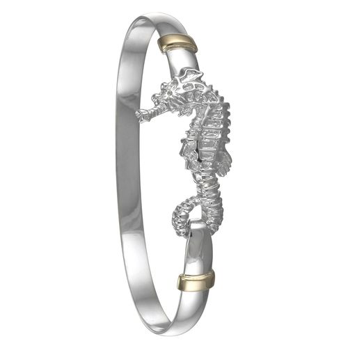 Seahorse Hook Bracelet - Sterling Silver & 14K Gold 6mm 8.0 Inch