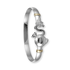 Seattle Washington Destination Bracelet - Sterling Silver & 14K Gold 6mm Wide