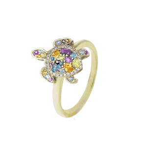 Semi Precious Stone Turtle Ring, Hawaiian Inspired  Ring, STR-35618