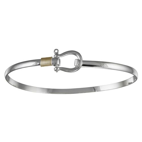Shackle Hook Bracelet - Sterling Silver & 14K Gold 3mm 7 Inch