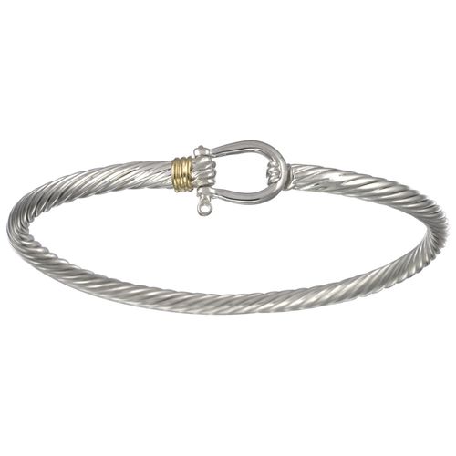 Shackle Cable Hook Bracelet - Sterling Silver & 14K 3.5mm 7.0 Inch