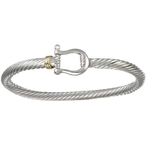 Shackle Cable Hook Bracelet - Sterling Silver & 14K 5.5mm 8.0 Inch