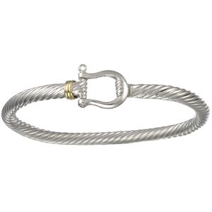 Shackle Cable Hook Bracelet - Sterling Silver & 14K 5.5mm 8.0 Inch