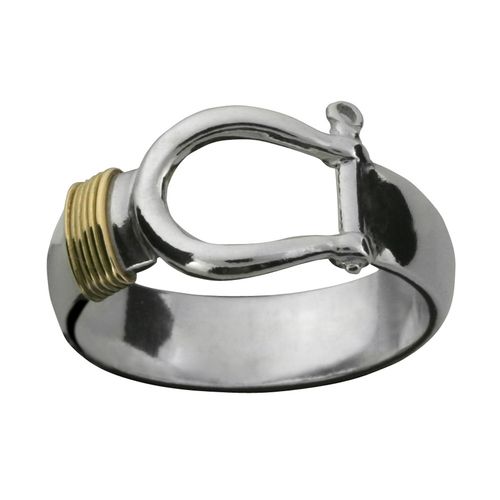 Shackle Hook Ring - 14K White Gold 6mm Size 8