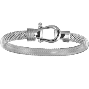 Shackle Mesh Hook Bracelet Sterling Silver 6mm 7.0 Inch - S6MESHA65
