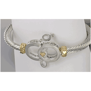 Shared Moments Cable Hook Bracelet - Silver & 14K Gold 5mm 6.5 Inch