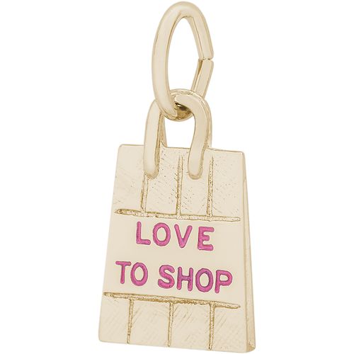 Shopping Bag - Pink Paint Charm - 10K Gold - 10-8425