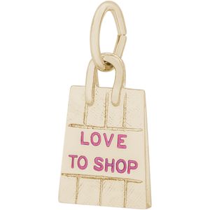 Shopping Bag - Pink Paint Charm - 10K Gold - 10-8425