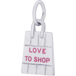 Shopping Bag - Pink Paint Charm - Sterling Silver - 10-8425