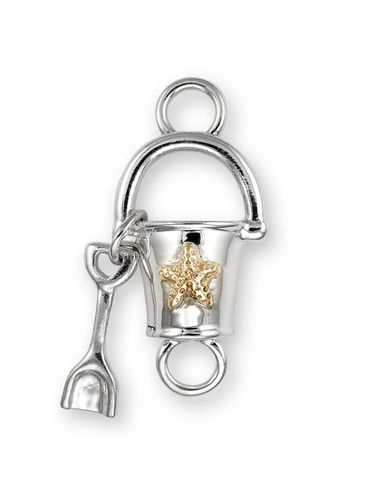 Shovel/Pail Clasp Rhodium Plated Sterling Silver  W/14ky Accent - TTCCSAP-R