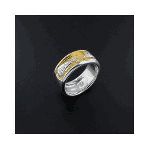Silver 3 Fish 10mm Gold Plate Ring - 9713 GP